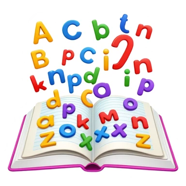 English language learning book with alphabet letters sticker