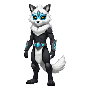 Anthro Protogen-furry-fursona, full body, black screen mask face, sticker