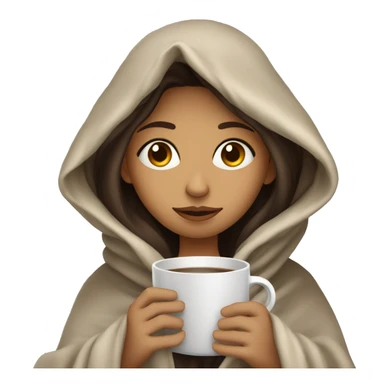 girl brunette inside a blanket sipping coffee eyes closed sticker