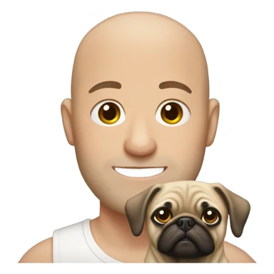 bald man with pug sticker