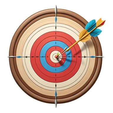 A bow and arrow aimed at a target, with the arrow in mid-flight towards the bullseye. The target's concentric rings are visible, emphasizing the precision and focus required in archery. The background is simple, highlighting the equipment and the sport's accuracy. sticker