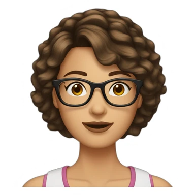 42 yr old woman bob haircut brown hair brown glasses brown eyes sticker