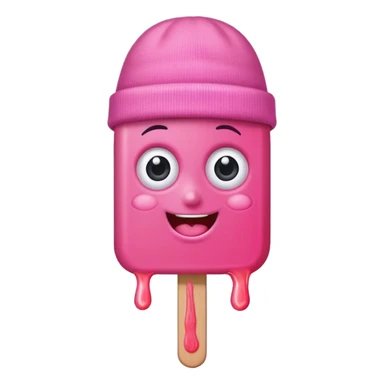 happy pink popsicle with eyes and beanie sticker