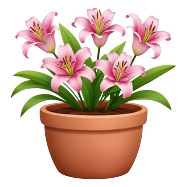 pink lily flowers in a clay pot sticker