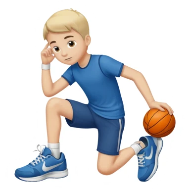 emoji- of a boy putting on his sneakers sticker