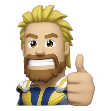 All Might with a brown beard thumbs up sticker