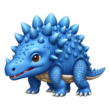 As un emoji de el dinosaurios ANQUILOSAURIO de perfil en color azul que sea bebe y tenga un efecto mas animado  sticker