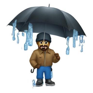 A ice cube under a umbrella  sticker