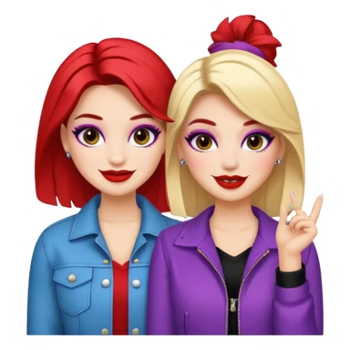 Boujy baddie best friends, fair skin, trendy heavy makeup sticker