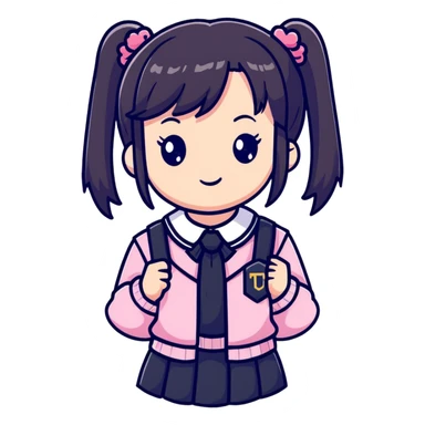Cute anime girl with pink twin tails and school uniform sticker