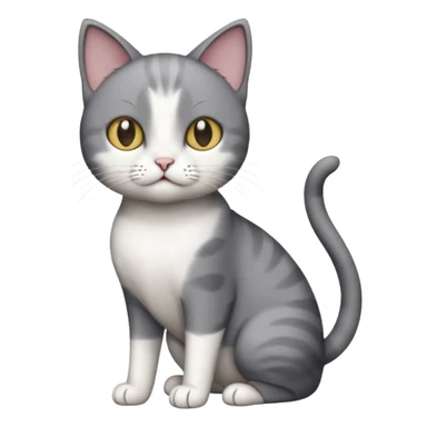 full body small short hair dark grey and white cat sticker