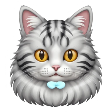 striped cat with hair in white and gray colors sticker