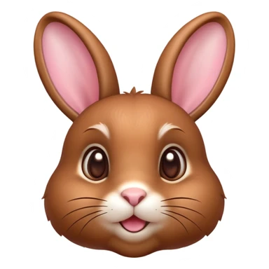 Cinematic Cute Brown Rabbit Portrait Emoji, Head tilted playfully and inquisitively, featuring a glossy, velvety brown fur with perky ears, round, sparkling brown eyes filled with curiosity, Simplified yet irresistibly adorable features, highly detailed, glowing with a warm, friendly glow, high shine, affectionate and lively, stylized with a touch of whimsy, bright and endearing, soft glowing outline, capturing the essence of a mischievous yet loving bunny, so playful it feels like it could hop out of the screen and into your arms! sticker