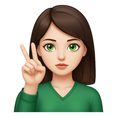 Girl Brunette with green eyes sticking up middle finger sticker