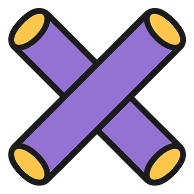 two purple pool noodles arranged in an X shape, minimal style sticker