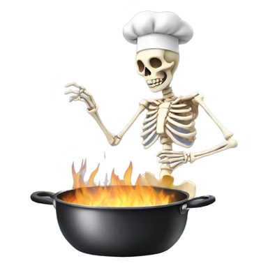 A skeleton cooking sticker