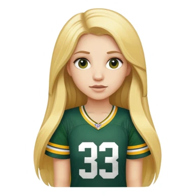 Girl with long blonde hair wearing a packers jersey with 33 on it  sticker