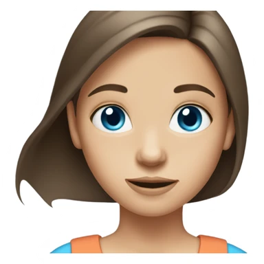 Brunette kid girl straight hair blue eyes  sticker