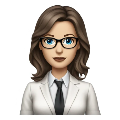 Lifelike Kate Beckinsale blue eyes wearing glasses in a business dress sticker