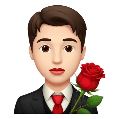 handsome man with a rose in his mouth sticker