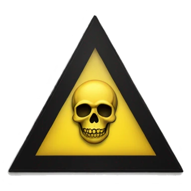 Black skull sign in the middle of a yellow triangle sticker