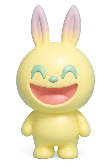 Labubu toy as an emoji, shiny and collectible, vinyl figure style sticker