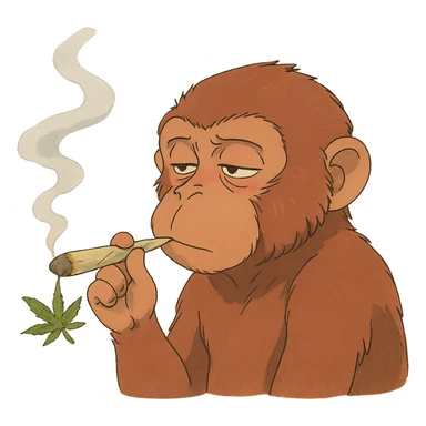 ghibli style monkey smoking weed sticker