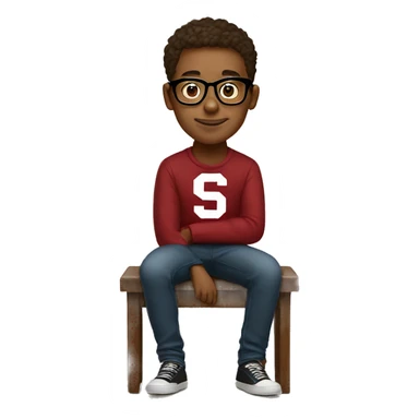 stanford student nerdy with glasses wearing stanford sweater sitting full body including legs sticker