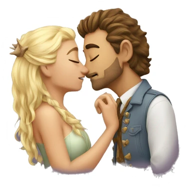 Draw a dragon kiss a man sticker