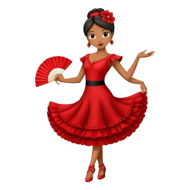 Flamenco dancer in red dress with fan sticker
