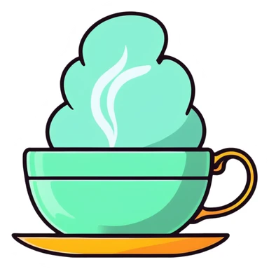 beautiful teacup with hot tea and steam sticker