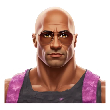 Synthwave The Rock in Soviet pixel style, oil paint, epic eyes, intricate lips, exquisite pose, beautiful, desirable, logical, Midsommar  sticker