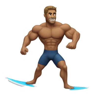 hot muscled man surfing sticker