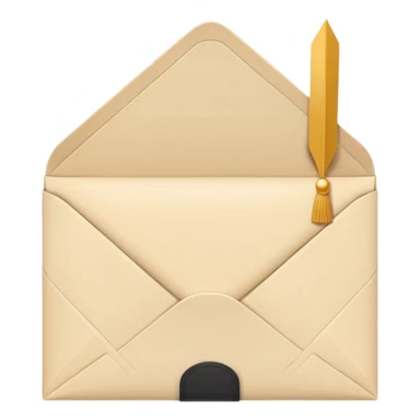 A simple emoji-style icon of a white manila envelope with subtle paper texture, clean edges, and a small graduation NUMBER  2022-photo on the front, graduation icon  sticker