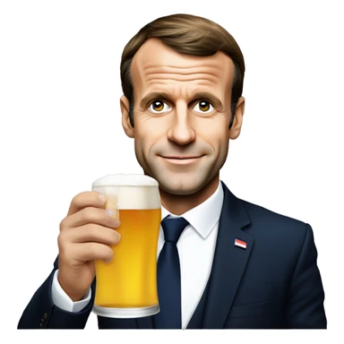 Emmanuel Macron avec une bière dans les mains  sticker