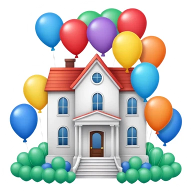 white house with balloons on top sticker