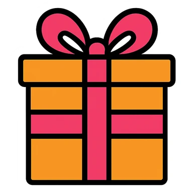 gift box icon, color outline, black outlines, modern icon style sticker