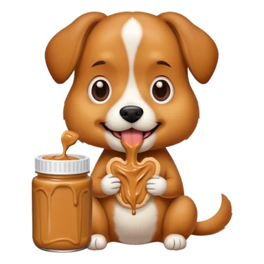 Dog eating peanut butter sticker