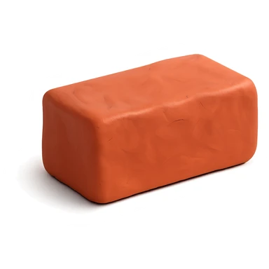 a single clay brick, matte plasticine look, visible fingerprints sticker