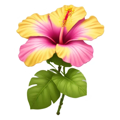 yellow and pink hibiscus flower sticker