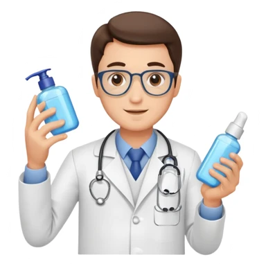 doctor man holding skincare products sticker