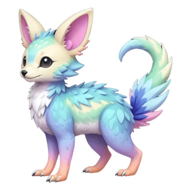 Feral Rare realistic edgy pretty beautiful handsome gorgeous pastel-gradient aesthetic colorful vibrant Vernid-Trico-species-Fakemon-creature by LiLaiRa, random markings, tufted ears, full body sticker