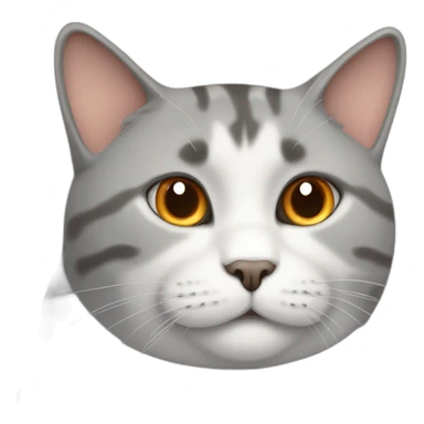 fat cat mostly white and gray with traces of orange sticker