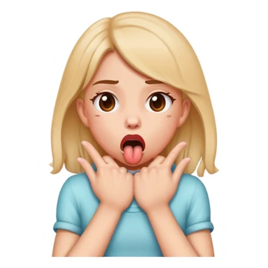 Girl choking herself with her hands and her tongue out sticker