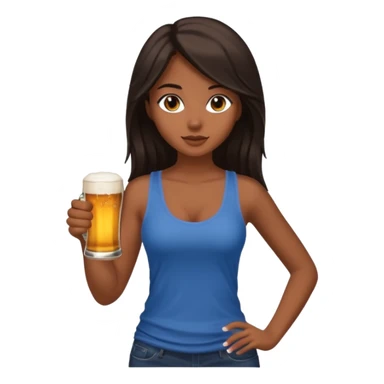 Full body nude very beautiful brown skin young woman, sexual pose, very beautiful face, holding beer, long dark hair sticker