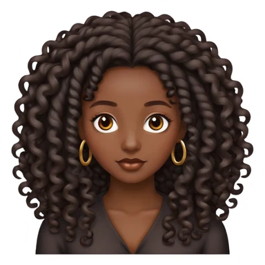 Black woman with long black ringlet curls sticker