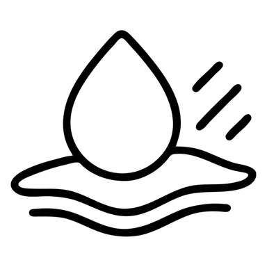 outlined icon of a water droplet sliding on glossy black paint, clean lines, subtle repellent effect with water lines moving away, modern and simple sticker