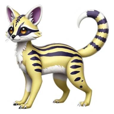 Rare realistic shiny warm-colored lush exotic cute edgy epic pretty futuristic beautiful handsome gorgeous aesthetic modern colorful vibrant cyber-Vernid-Protogen-Primagen-Wickerbeast-Genet-Trico-species-Fakemon-hybrid-creature by LiLaiRa, beautiful intricate markings, full body sticker