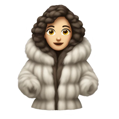 White brunette woman in giant fur coat sticker