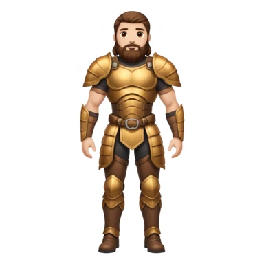 full body man long brown hair brown eyes medium beard white skin muscular build beetle shell armor sticker